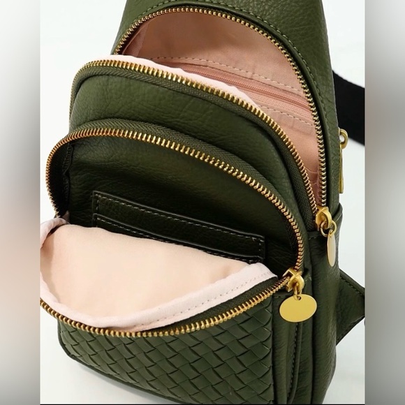 Style & Co. Woven Sling Bag in a green color main image 4